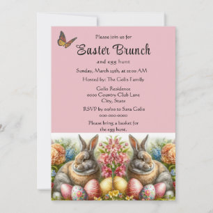 Easter Rabbit and Egg Hunt Holiday Invitation