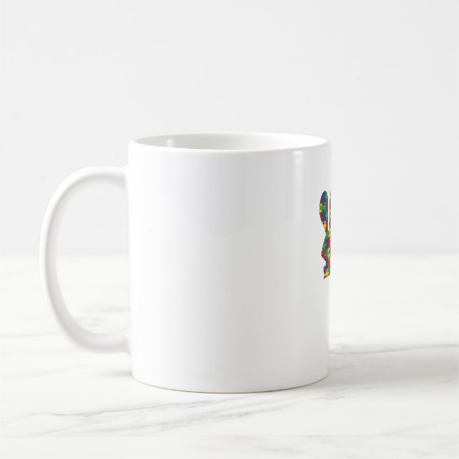 Easter Rabbit Autism Awareness Puzzle Piece Autist Coffee Mug (Left)