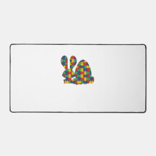 Easter Rabbit Autism Awareness Puzzle Piece Autist Desk Mat