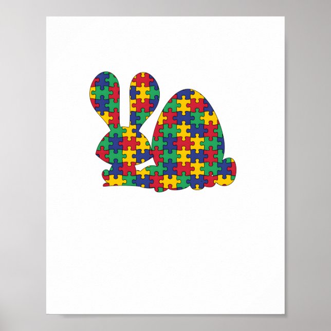 Easter Rabbit Autism Awareness Puzzle Piece Autist Poster (Front)