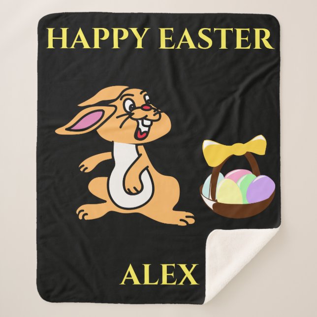 Easter rabbit & basket sherpa fleece blanket. sherpa blanket (Front)