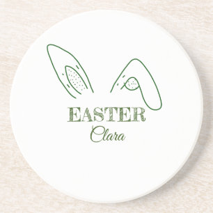 Easter rabbit bunny ears add name text editable te coaster