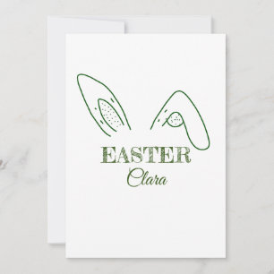 Easter rabbit bunny ears add name text editable te holiday card