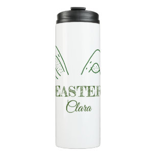 Easter rabbit bunny ears add name text editable te thermal tumbler