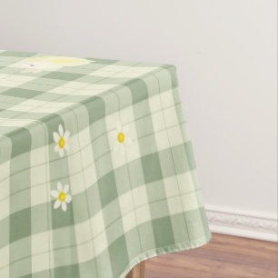 Easter Rabbit Chicken Green Plaid Pattern Tablecloth