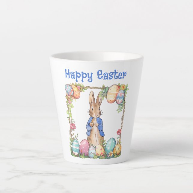 Easter Rabbit Easter Eggs Happy Easter Latte Mug (Front)