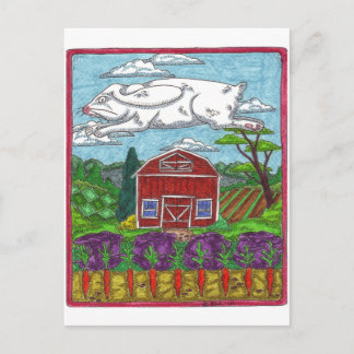 Easter Rabbit Farm Holiday Postcard