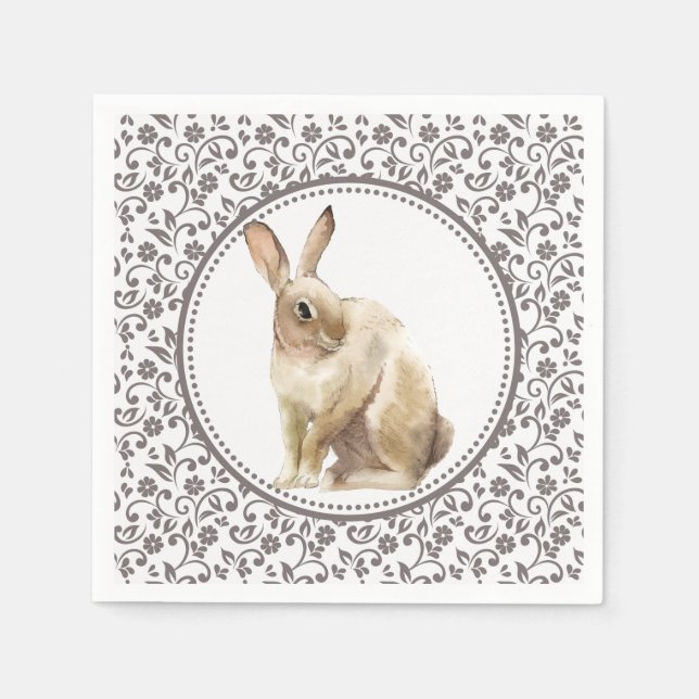 Easter Rabbit Floral Napkin (Front)