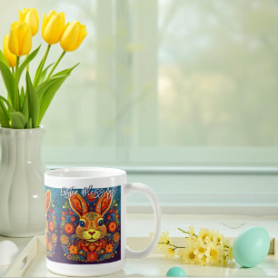 Easter Rabbit - Folk Art - Easter Coffee Mug
