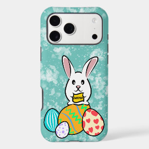 Easter Rabbit Holding a Banner on Easter Eggs