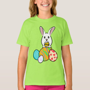 Easter Rabbit Holding a Banner on Easter Eggs T-Shirt