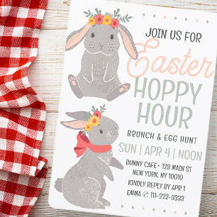 Easter Rabbit Hoppy Hour Brunch and Egg Hunt  Invitation