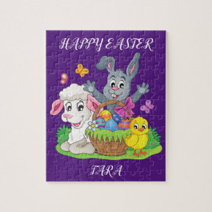 Easter rabbit, lamb & chick puzzle personalised.