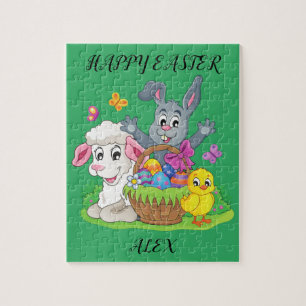 Easter rabbit, lamb & chick puzzle personalised.
