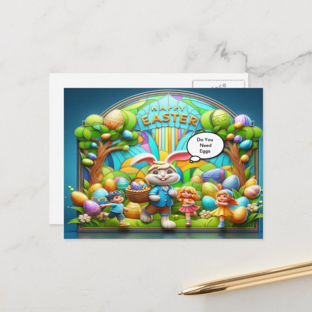 Easter rabbit magical land holiday postcard (Front/Back In Situ)