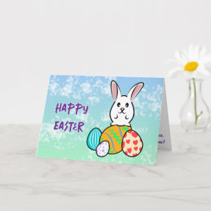 Easter Rabbit on Easter Eggs Card