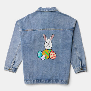 Easter Rabbit on Easter Eggs Denim Jacket