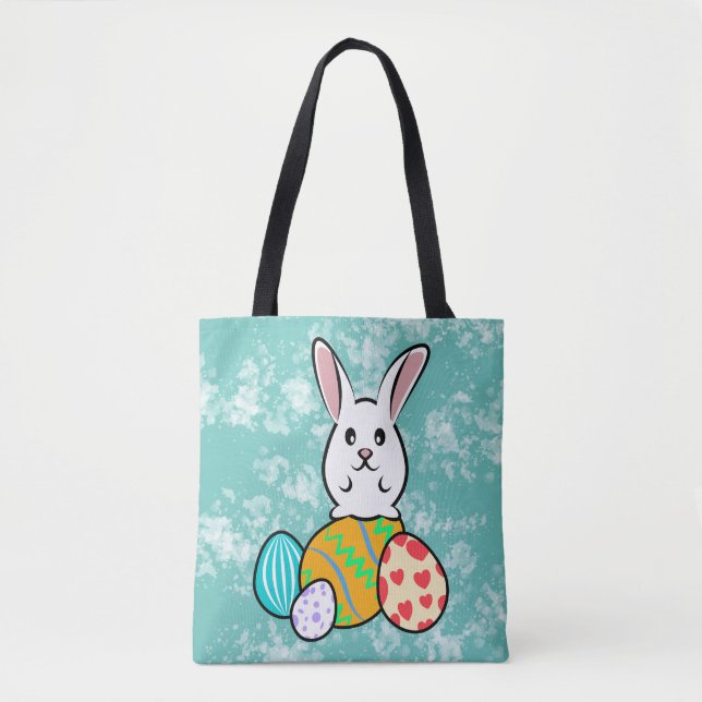 Easter Rabbit on Easter Eggs Tote Bag (Front)