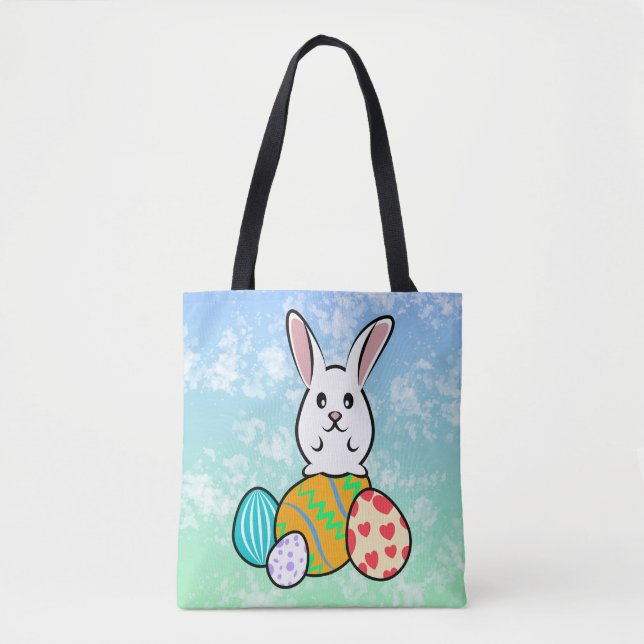 Easter Rabbit on Easter Eggs Tote Bag (Front)