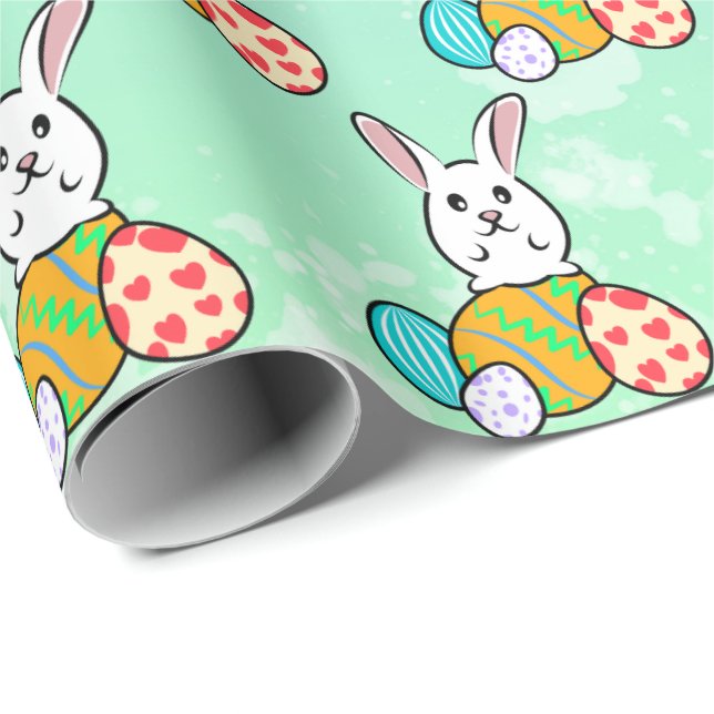 Easter Rabbit on Easter Eggs Wrapping Paper (Roll Corner)