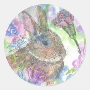 Easter Rabbit Spring Garden Classic Round Sticker