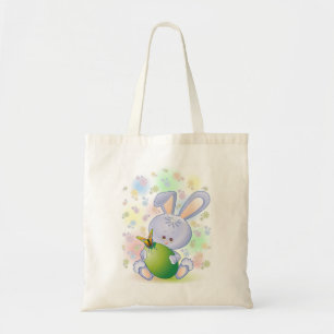 Easter Rabbit with Egg and Flowers Tote Bag