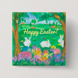 Easter Rabbits 15 Cm Square Badge