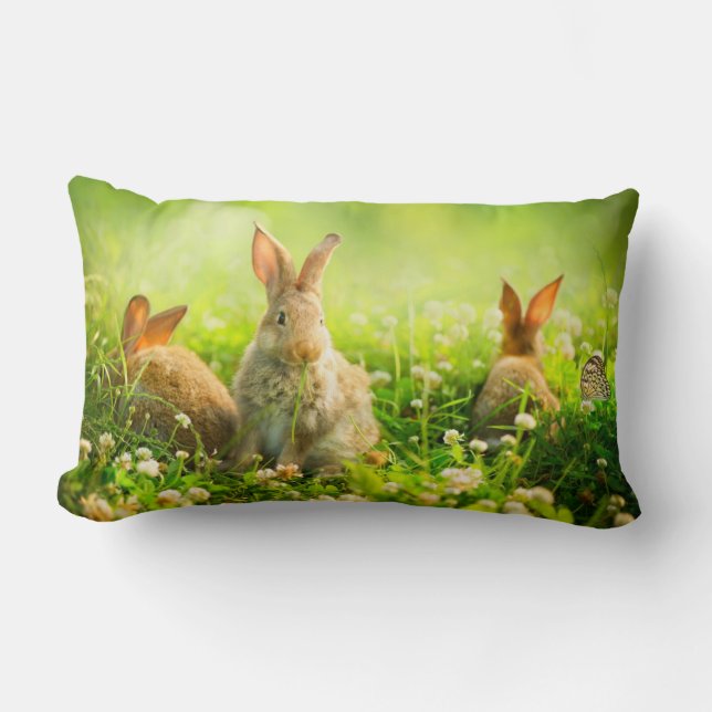 Easter Rabbits Lumbar Cushion (Front)