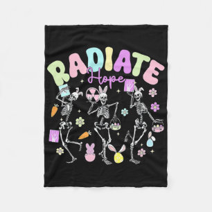 Easter Radiology Therapist Skeleton Dancing Radiat Fleece Blanket