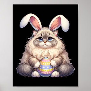 Easter Ragamuffin Cat Cats Pets Pet Egg Eggs Bunny Poster