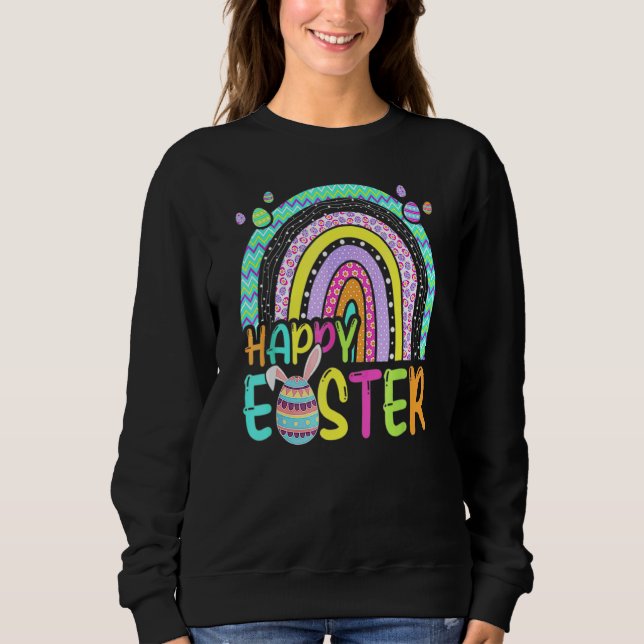 Easter Rainbow Bunny Easter Rabbit Egg Hunting Bas Sweatshirt (Front)