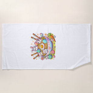 Easter Ramen Cats Cute Anime Happy Easter Day Wome Beach Towel