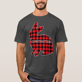 Easter Red Plaid Bunny Graphic Construction Worker T-Shirt
