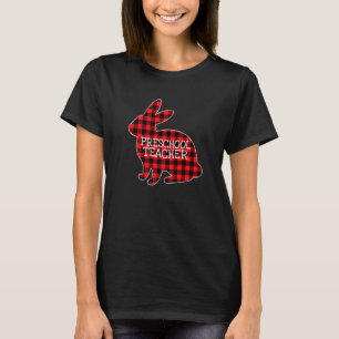 Easter Red Plaid Bunny Graphic Preschool Teacher M T-Shirt