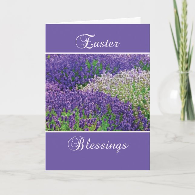 Easter Rejoicing, Lavender Flower Holiday Card (Front)