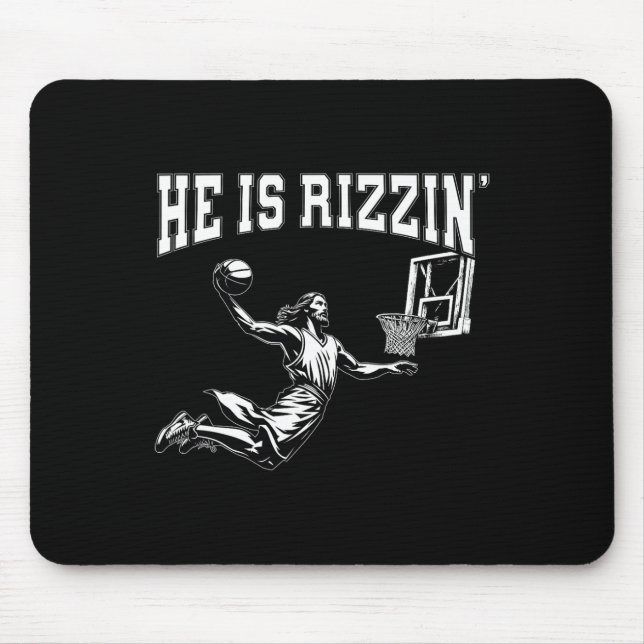 Easter Religion Funny Bysketbyll Jesus Meme He Is  Mouse Pad (Front)