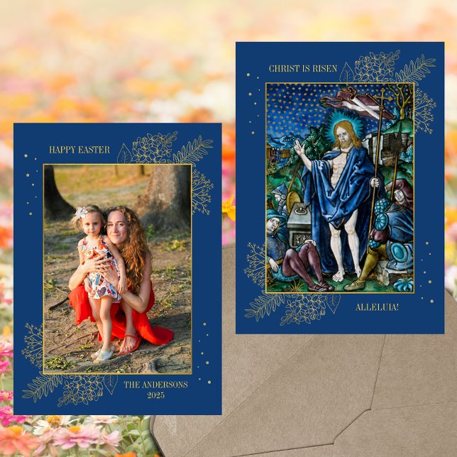 Easter Religious Christian Catholic Family Photo Holiday Card (Easter Jesus Christ Resurrection Religious Christian Traditional Catholic Family Photo Holiday Card)