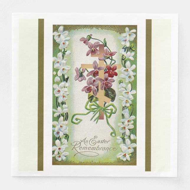 Easter Resurrection Pascha  Byzantine Cross Flower Napkin (Front)