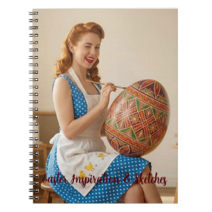 Easter Retro Artist Ginger Girl Noteb Notebook
