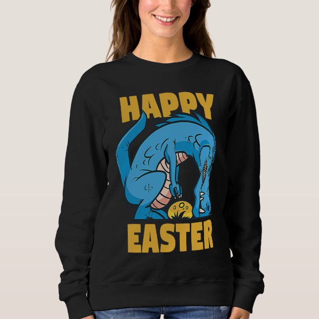 Easter Rex tries to pick up Eggs  Grumpy Animal Sweatshirt (Front)