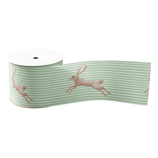 Easter Ribbon with Leaping Bunny Design Grosgrain Ribbon (Spool)