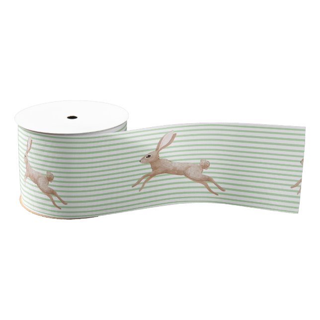 Easter Ribbon with Leaping Bunny Design Grosgrain Ribbon (Spool)
