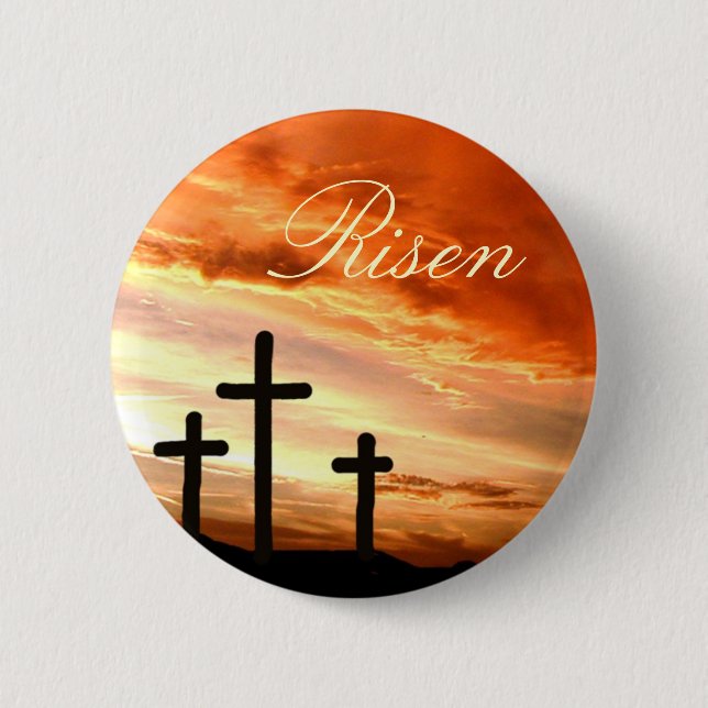 Easter risen 6 cm round badge (Front)