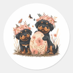 Easter Rottweiler Dogs Classic Round Sticker