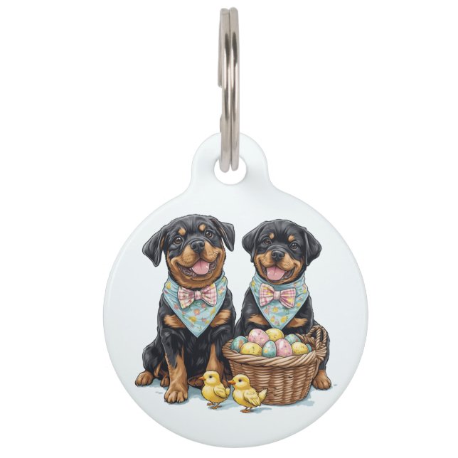 Easter Rottweiler Dogs Easter Basket Pet Tag (Front)