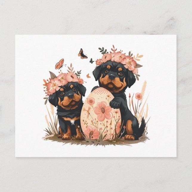 Easter Rottweiler Dogs Holiday Postcard (Front)