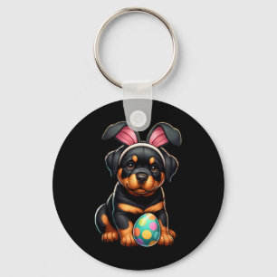Easter Rottweiler Dogs Pets Lovers Rabbit Egg Eggs Key Ring