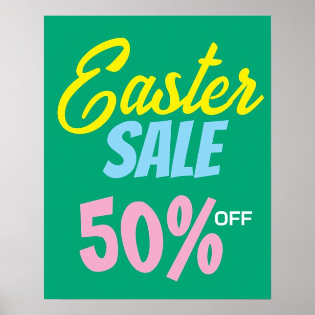 Easter Sale Sign, 50% Off Sale Sign, Easter Sale Poster (Front)