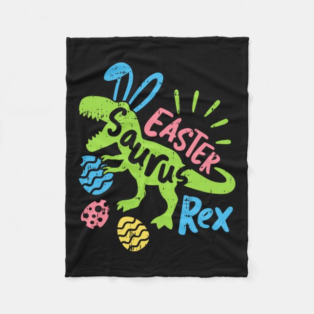 Easter Saurus Rex Bunny Dinosaur Egg Hunting Men W Fleece Blanket (Front)