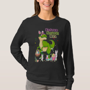 Easter Saurus Rex Dinosaur T Rex Bunny Basket Eggs T-Shirt